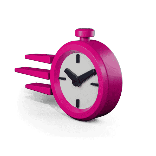 an icon of an animated pink stopwatch